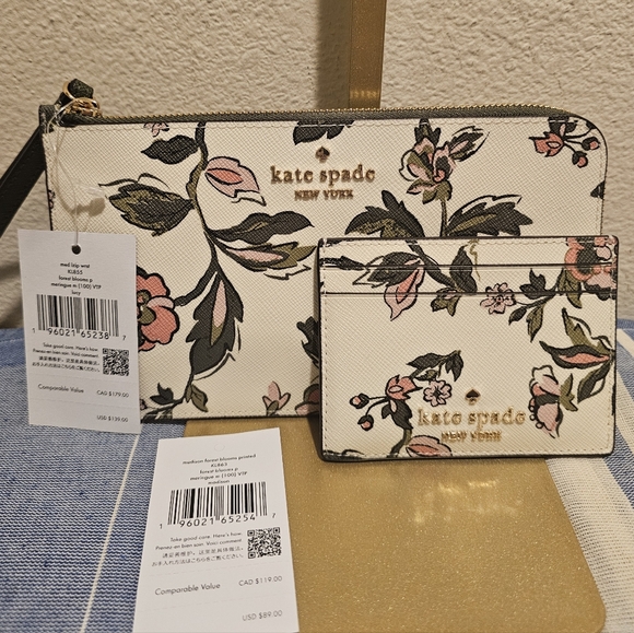 kate spade Handbags - Kate Spade Lucy Floral L-meduim Wristlet And Credit Card Holder With Same Floral